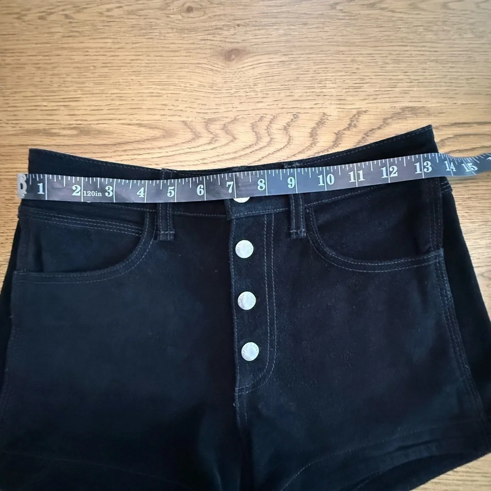 RAG & BONE Lou Short High Waist Black Genuine Suede Button Fly Shorts Size 24